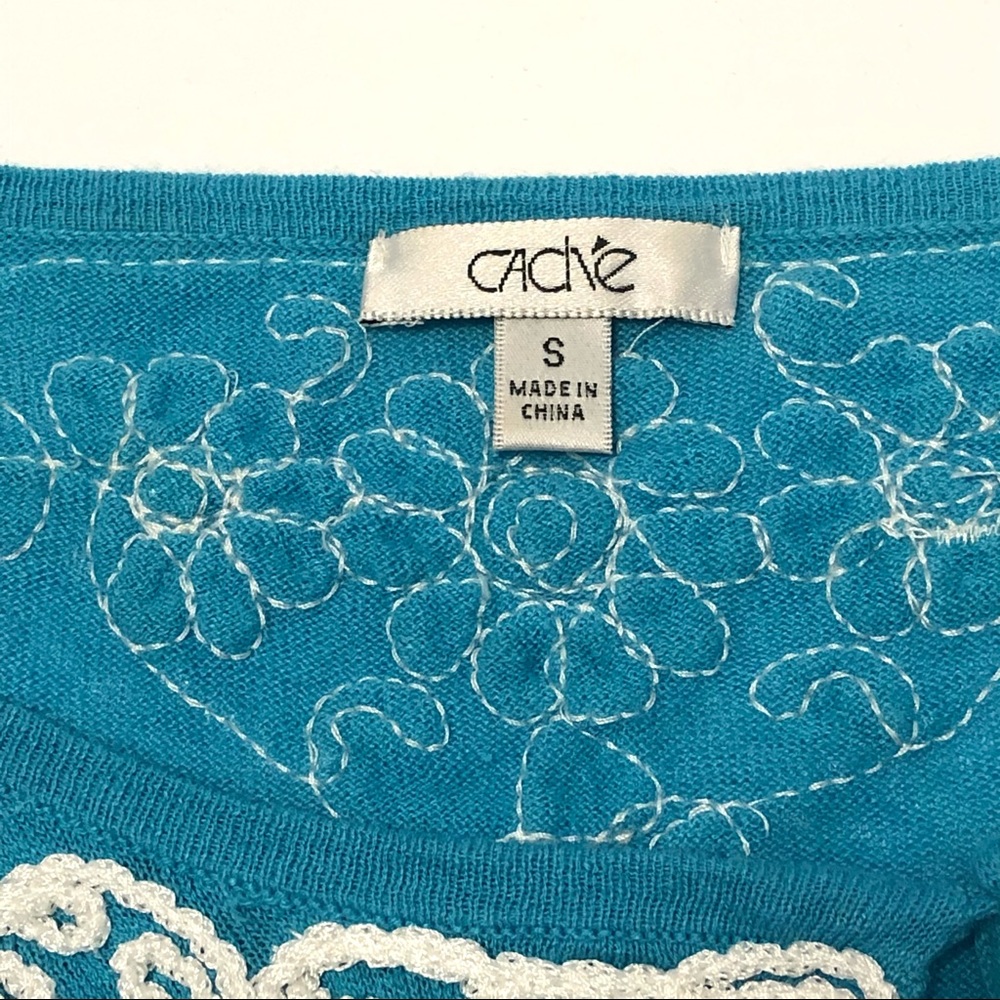 Cache Stunning Bright Turquoise Top Small - image 5